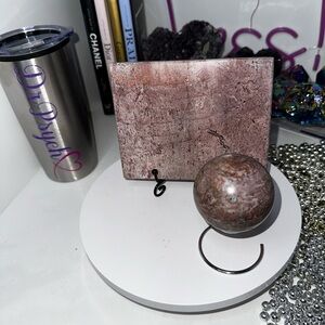 Pink Picture Jasper Slab & Sphere Set - PINKPJSLBSPHSET-001